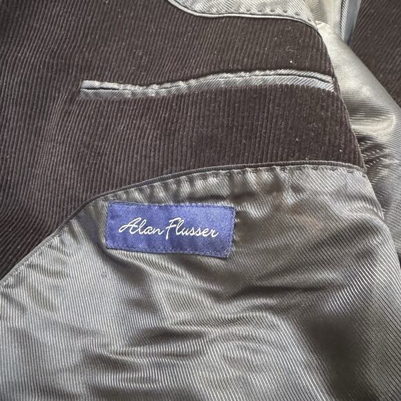 Alan Flusser Black Corduroy Blazer Sport Coat Men’s 44R Classic 2 Button Jacket - Picture 3 of 13